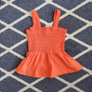 GAP Smocked Peplum Coral Top